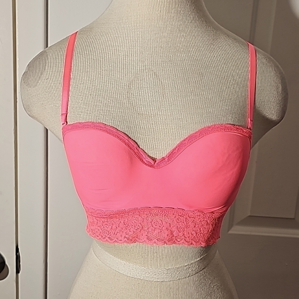 HOP LUN pink padded‎ bra. Size 34 B. Lace push up.